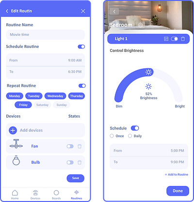 Smart Home Routine App Screen app control home mobileapp routine scheduler smarthome