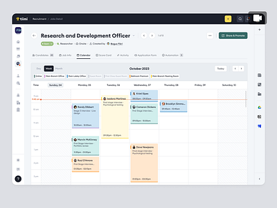 Tiimi - Schedule New Interviews for Candidates in HR Management animation candidate company employee hiring hr hrd hrm hrms hrs interview job product design saas saas design schedule team management ui ux web design