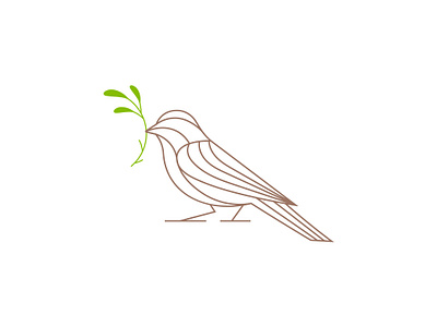 Bird line art logo bird bird logo green leaf line art logo logo design minimal modern nature parrot sparrow