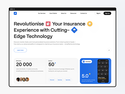 SaaS Landing UI design ✸ Insurance fintech hero icons insurtech landing page minimalist platform ui webdesign website