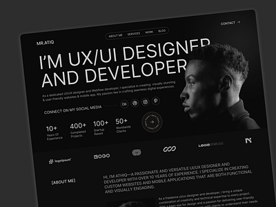 Personal Portfolio - Landing Page dark ui dark version home page landing page landing page design minimal modern design personal designer personal developer personal protfolio personal protfolio landing page product protfolio ui design uiux ux web web design website website design