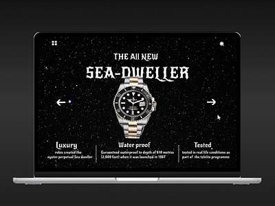 Rolex Sea-Dweller Webpage black white brand brand identity branding creative design digital design font logo logotype luxury moiton graphics product design product page typography visual identity web web design webpage website