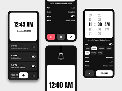 Alarm Clock app aesthetic app design app uiux minimal modern modern ui ui ui design ux design