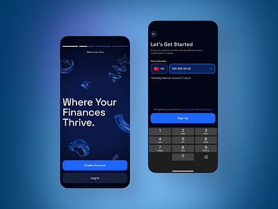 Hive - Welcome & Sign Up app financeapp fintech login mobile signup ui welcome