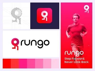 RunGo Modern R Logo Design abstract logo app brand brand identity branding design going go logo icon logo logo design logo designer logo mark logos logotype modern logo print r letter logo running logo speed fast progress symbol