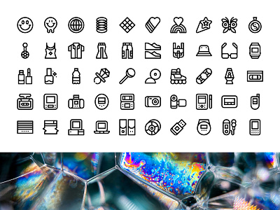 Y2K icons 1990s cybercore futuristic icon design icons illustration nostalgia nowstalgia pop culture retro vintage vintage technology y2k y2k aesthetic