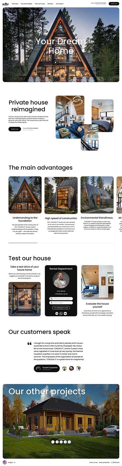 Website for the sale of a house design graphic design house site ui ux web