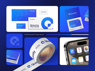 Quantify - Brand Implementations b2b brand brand identity brand visual branding branding design branding identity business design graphic logo logo design logomark logotype mark minimal print rukuru saas visual identity