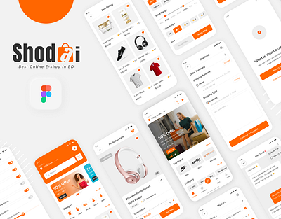 Shodai-E-commerce Mobile App UI Design annachi supermarket clone ui app ui design asda clone ui bigbasket clone ui clean app ui clean mobile ui design flat ui kit illustration landing page design ui