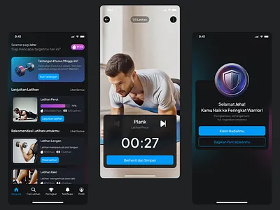 Workout App UI Design with Gamification app design clean design clean ui design darkmode ui design fitness app gamification gamification ui design mobile app design ui ui design inspiration uidesign uiux user interface ux design workout app