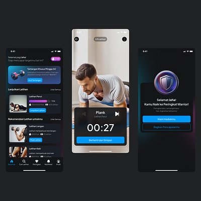 Workout App UI Design with Gamification app design clean design clean ui design darkmode ui design fitness app gamification gamification ui design mobile app design ui ui design inspiration uidesign uiux user interface ux design workout app