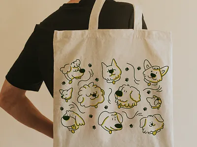 tote bag branding cuite design dogs fashion funny graphic design icon illustration line minimal pets print puppies retro simple tote bag ui