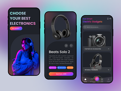 Gadget store mobile app design appconcept ecommerceapp gadgetstore mobileappdesign moderndesign shoppingapp techstoreapp uiuxdesign