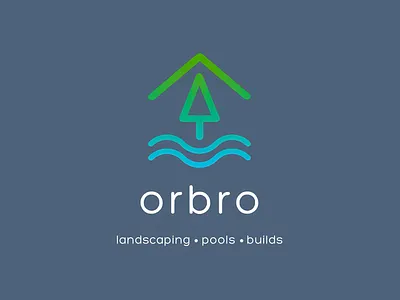 Orbro Logo Design blue brand brand identity branding builds creative design geoemtric graphic graphic design landscaping logo logo design modern pale green pools typography visual visual identity white text