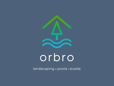 Orbro Logo Design blue brand brand identity branding builds creative design geoemtric graphic graphic design landscaping logo logo design modern pale green pools typography visual visual identity white text