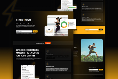 GlucosePower - Empowering active lifestyles design fitness glucose graphic design health landing page product design run running sport tracking ui ui design ux webflow