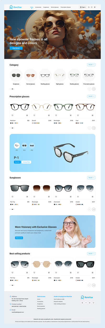 (RareVue) Luxury Eyewear Store UI Design bestoftheweek dailyui design dribbble e commerce glasses glasses store graphicdesign illustration interactiondesign logodesign minimaldesign shotoftheday trending ui uidesign uiux ux uxdesign webdesign