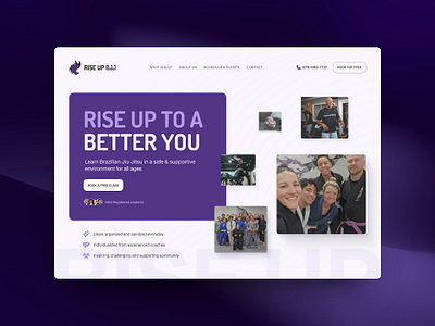 Rise Up BJJ Website Redesign bjj combat gym jiu jitsu martial arts photo purple redesign rise up web design website