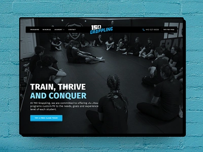 150 Grappling Website Redesign bjj blue combat dark dynamic grappling gym jiu jitsu martial arts redesign sports web design website