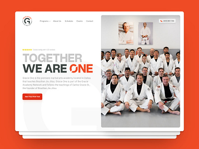 Gracie One Website Redesign bjj combat gracie grappling gym jiu jitsu minimal orange photo redesign sports web design website