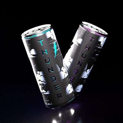 Thunder Energy Drink 3d branding graphic design logo