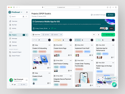 PrioSmart - B2B Task Tracker Dashboard with AI b2b dashboard ios ui ux