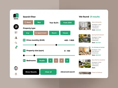 Dashboard design: Filter page appartment brand branding dashboard figma filter page flat graphic design mobile app product design real estate redesign rent renting service room roommate searc service uiux web app web application design