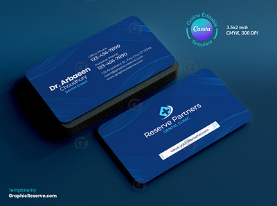 Dental Clinic Business Card Canva Template business card design business card template canva business card design dental business card dental doctor business card dental doctor card dental dr. business card design dental service card dentist business card