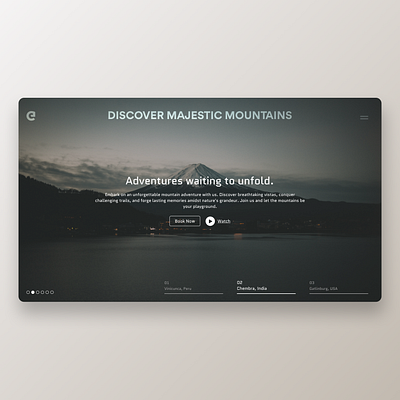 Discover Majestic Mountains - Web Design adobe adobe photoshop design designing dribbble figma landing page mountains ui ux web design