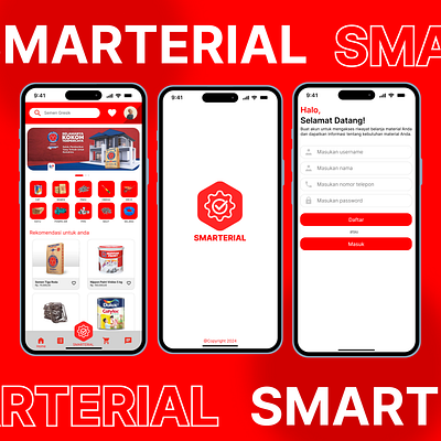 SMARTERIAL android animation branding building materials store design figma graphic design mobile ui uiux