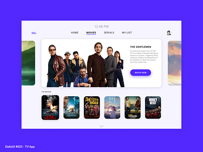TV App 025 app daily dailyui dailyui025 design interactive minimal movies purple series simple tv tv app ui ux