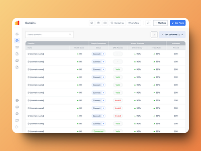 Warmy - Domains branding ui