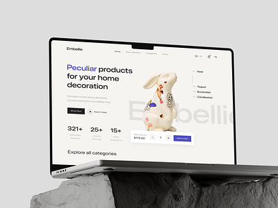 Embellie - Home decor Website commercial design e commerce ecommercewebsite homedecor minimaldesign onlinestore onlinestoredesign productdesign store storedesign ui ui design uiux ux ux design web webdesign website websitedesign