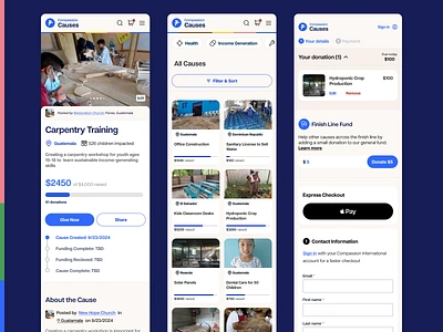 Compassion Causes christian crowdfunding mobile non profit product ui ux