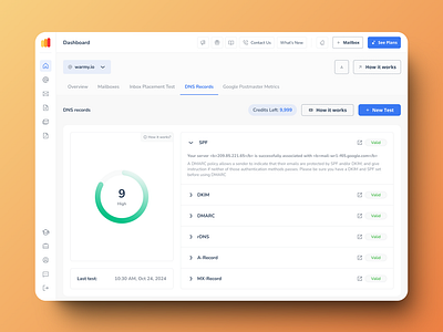 Warmy / Dashboard / DNS Records branding ui