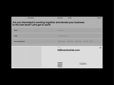 Ivan Duzhak | Portfolio Website clean contacts design grid layouts minimal popup portfolio ui ui ux design ux web webdesign website white space