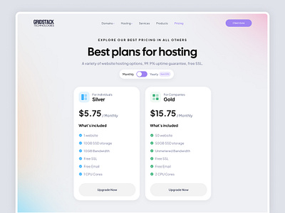 Pricing Page | Web Hosting Company clean component design minimalism payments price pricing cards pricing page pricing plan pricing ui design purchase saas plan subscription typography ui ui design ui library uiux