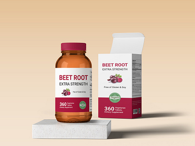 Beet Root Extra Strength Supplement Label Design bottle bottle label box design box label branding food box label design medicine bottle label medicine box packaging design supplement bottle label supplement box supplement label supplements tablete tablete box