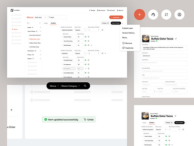 Menu Management System, Product Design. app b2b clean food menu hotel menu management menu menu management platform product design restaurant restaurant management restaurant menu saas table ui design ui ux user experience user interface web app