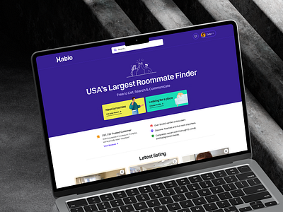 Habio - Rooms & Roommates Finder clean minimal design designerzafor figma design habio listing website rooms listing ui ui designer user interface user interface design