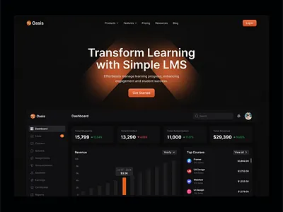 Oasis LMS Landing Page crm design hrm landing page lms ui ux web design web site