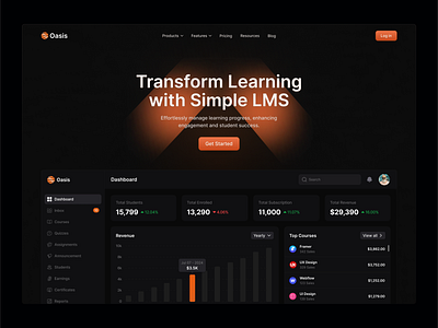 Oasis LMS Landing Page crm design hrm landing page lms ui ux web design web site