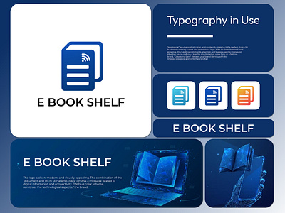 Ebook logo | Book logo | Brand Identity | Learning logo | E book book logo book shelf brand book brand style guide corporate identity creative logo design digital education e book e book logo ebook education logo graphic design letter e logo design minimalist logo online online education