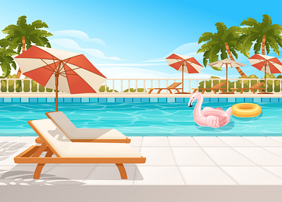 Pool resort illustration adobe illustrator advertizing banners character design illustration landscape vector vector graphic