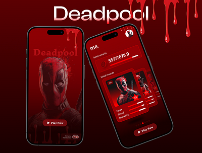 Deadpool-Themed Mobile Game UI Design deadpool figmadesign gamingapp mobileappui ui uidesign uiux uxdesign