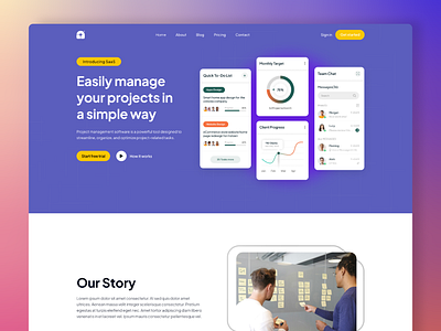 Task Management Dashboard Website business design figma landing page management productivity projects tasks ui ui design uiux web design