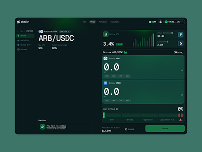 Borrowing page crypto dashboard ui