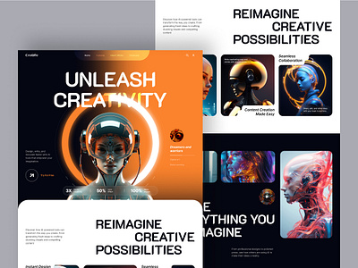 AI Creativity Landing Page ai ai figma ai lanfing page ai startup ai technology ai tool ai web design ai website design analytics artificial intelligence creative design innovation landing page design latest trend minimal plutohub portfolio saas ui design ui ux