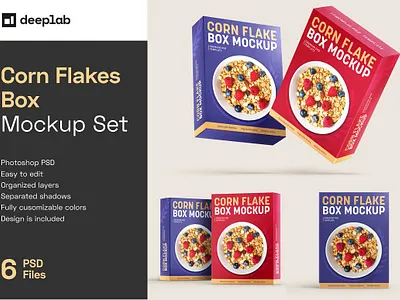 Corn Flakes Box Mockup Set box box mockup box mockup set breakfast cereal corn corn flakes box corn flakes box mockup corn flakes box mockup set design diet flakes flakes box mockup food meal milk nutrition product snack sweet
