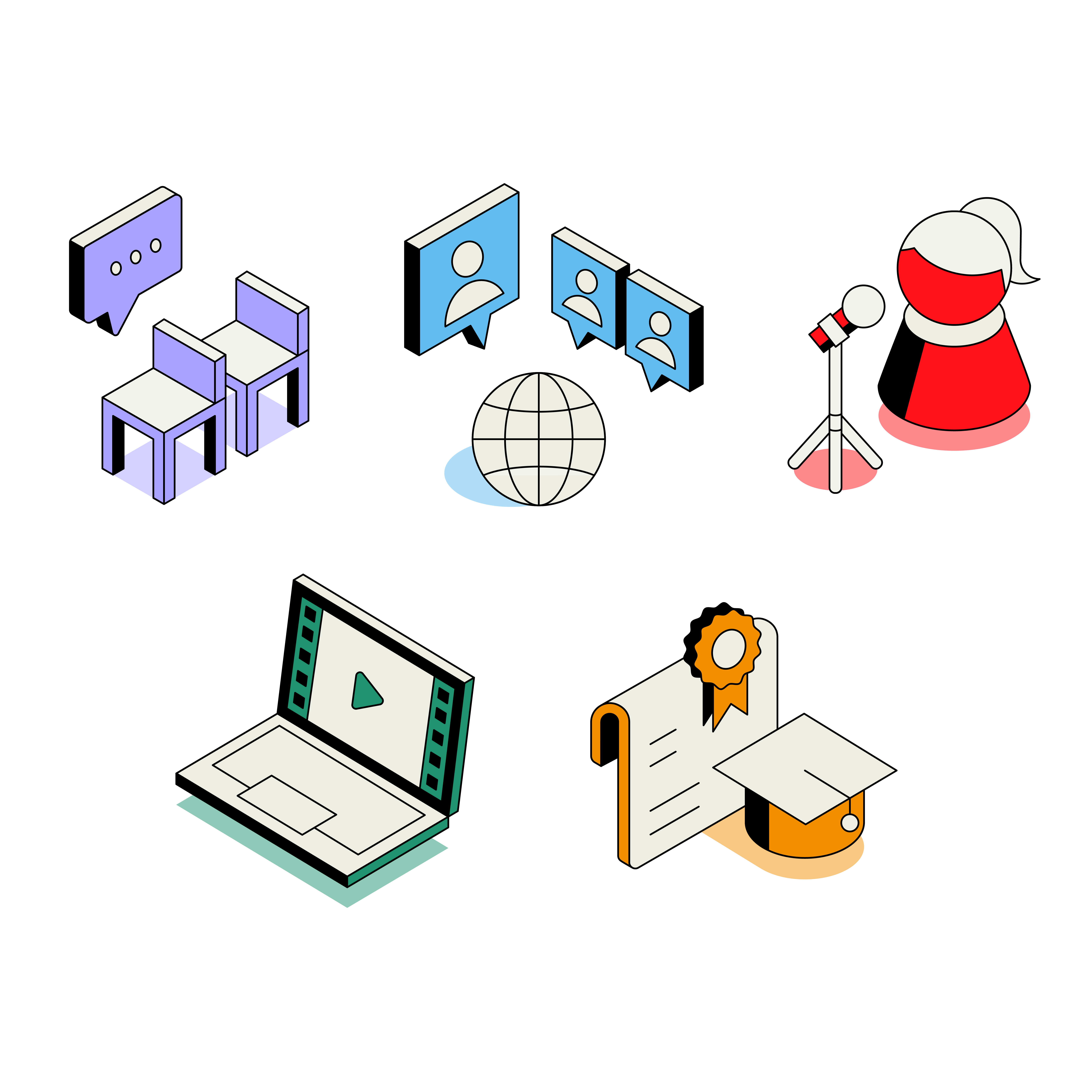 Example of 5 Illlustrated Icons / Vector 